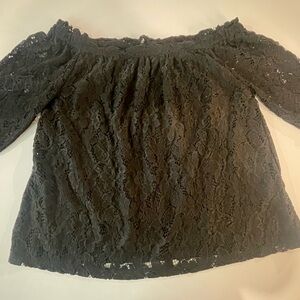 Lane Bryant Charcoal Lace Off-Shoulder Top